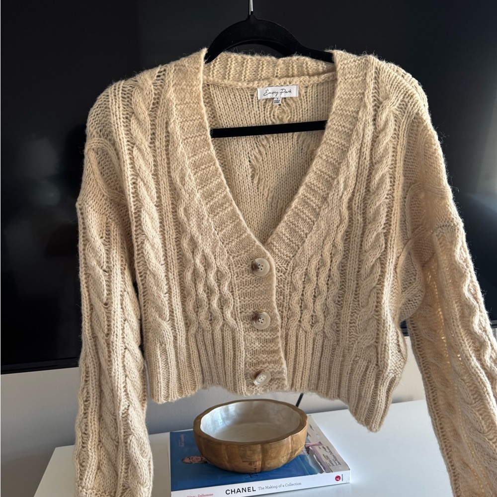 Emory Park Cream Cable Knit Cardigan